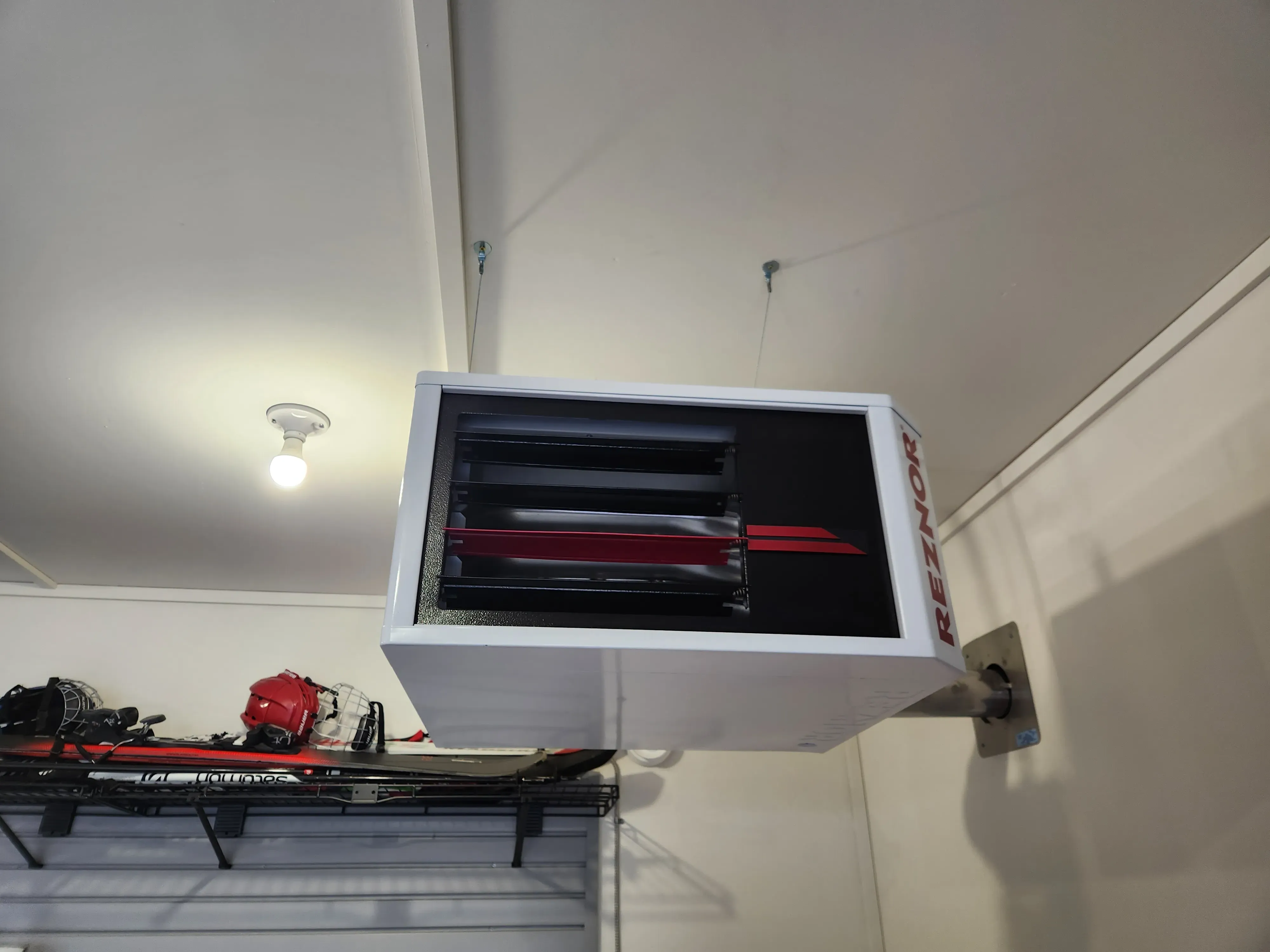 Professional garage heater installation in an Alberta residential garage